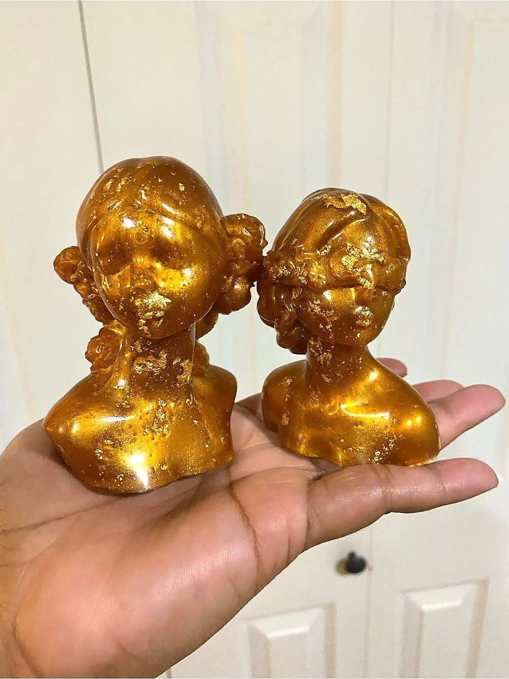 Red Gold Resin Bust Sculpture Goddess, Set